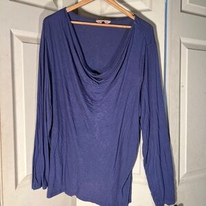East Adeline Blue Cowl Neck Shirt Size 2XL